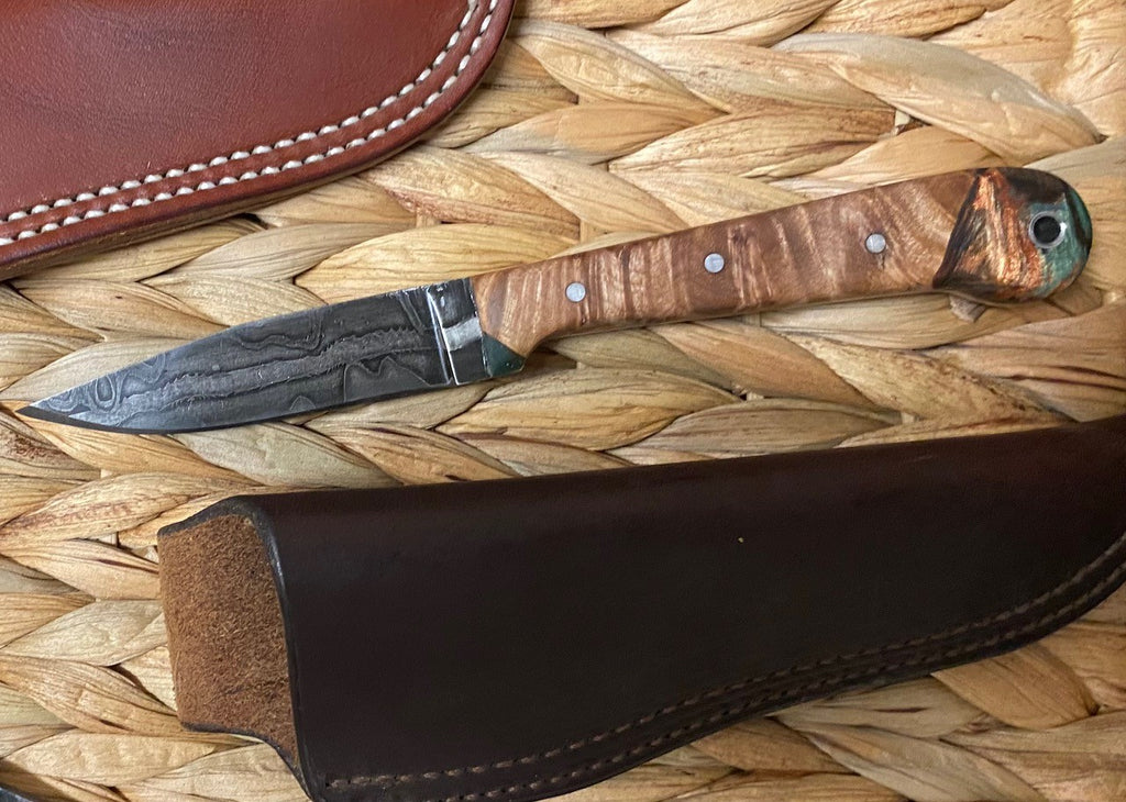 Locally Handcrafted - Hand Forged Damascus Steel - Fixed Blade Hunting Knife